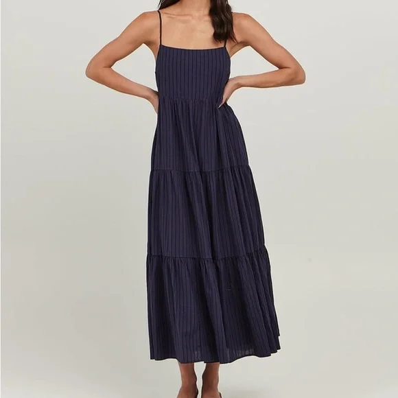 slim fit dress slacks Charlie Holiday Priscilla Maxi Dress M / Abstract Wave